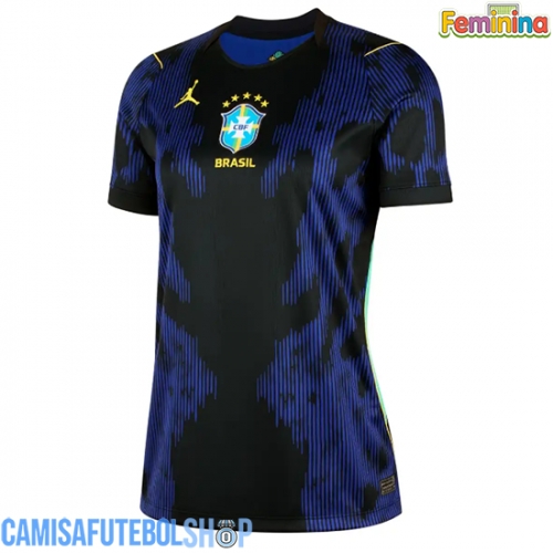 Camisa de time de futebol Brasil Replicas 2º Equipamento Feminina Mundo 2026 Manga Curta